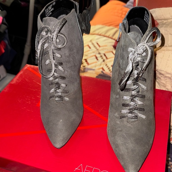AEROSOLES Charcoal Lace-Up Boots for Women - Picture 1 of 6